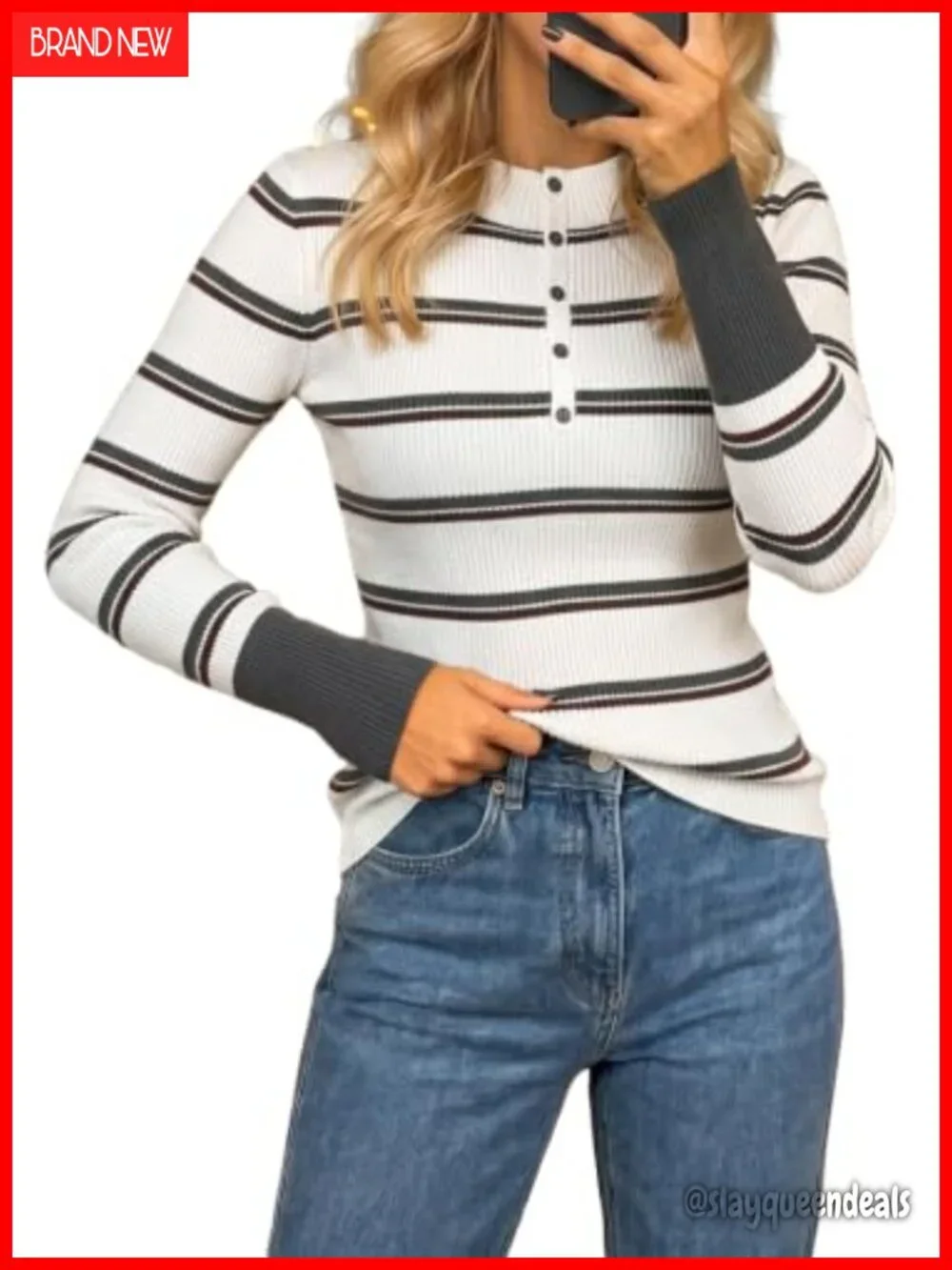 Women's Slim Fitted Striped Turtleneck Pullover Sweater Long Sleeve Ribbed Knit